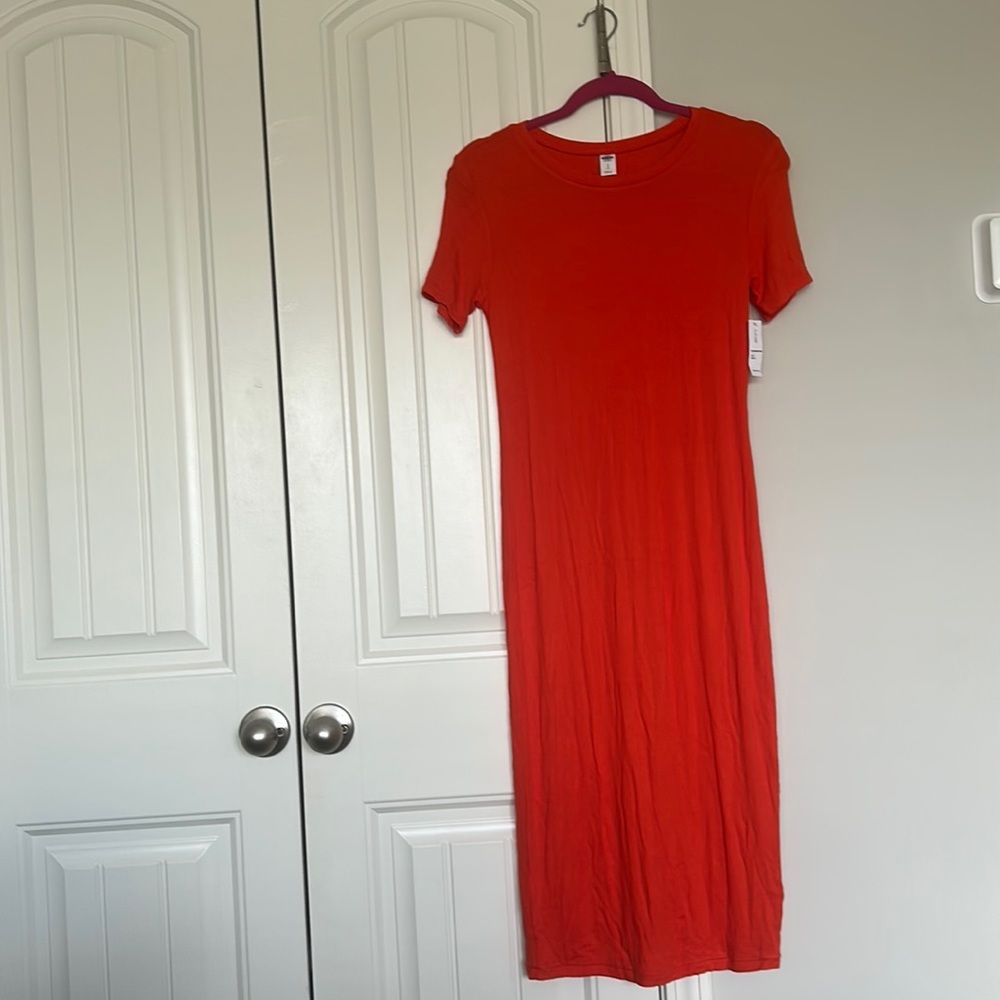 NWT Old Navy Orange Knit Fitted Dress